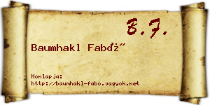 Baumhakl Fabó névjegykártya
